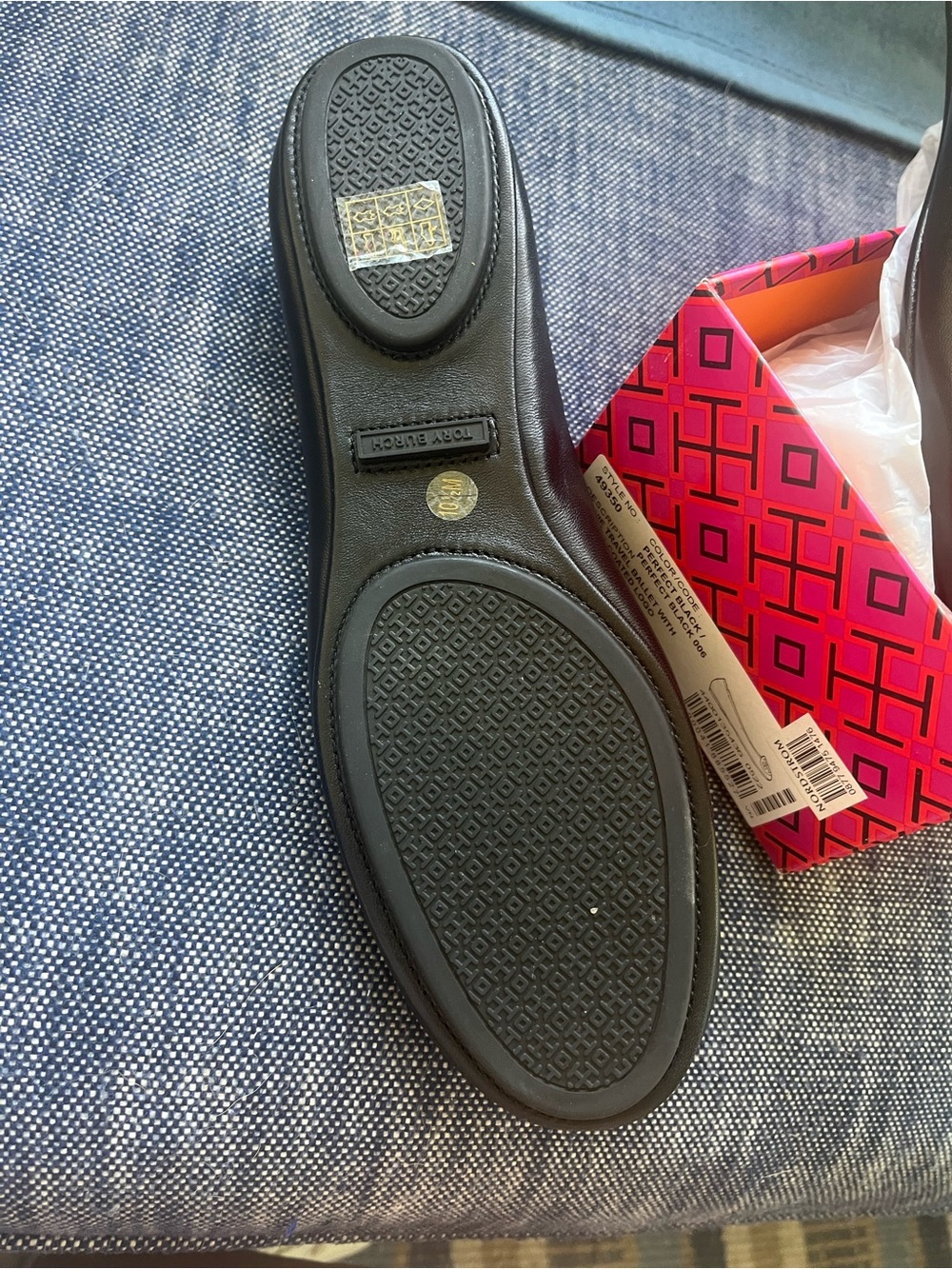 Tory Burch Black Minnie Travel Leather Ballet Flats, new in box size 10.5 - Picture 3 of 4